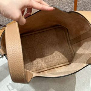 Hermes Picotin Lock 18 CM Bag Handmade In Taurillon Clemence Leather Silver Hardware 0M Chai - Image 4