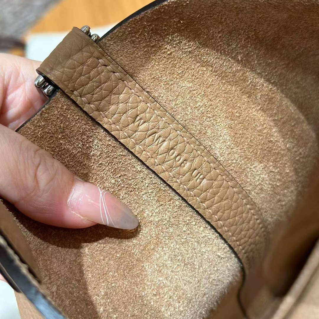 Hermes Picotin Lock 18 CM Bag Handmade In Taurillon Clemence Leather Silver Hardware 0M Chai - Image 3