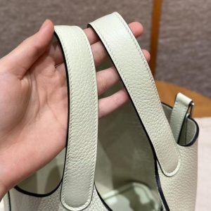 Hermes Picotin Lock 18 CM Bag Handmade In Taurillon Clemence Leather Silver Hardware 0S Vert Fizz - Image 12