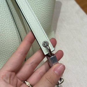 Hermes Picotin Lock 18 CM Bag Handmade In Taurillon Clemence Leather Silver Hardware 0S Vert Fizz - Image 11