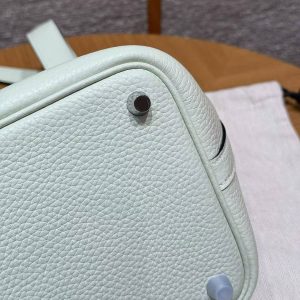 Hermes Picotin Lock 18 CM Bag Handmade In Taurillon Clemence Leather Silver Hardware 0S Vert Fizz - Image 3
