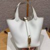 Hermes Picotin Lock 18 CM Bag Handmade In Taurillon Clemence Leather Gold Hardware 0T Mushroom