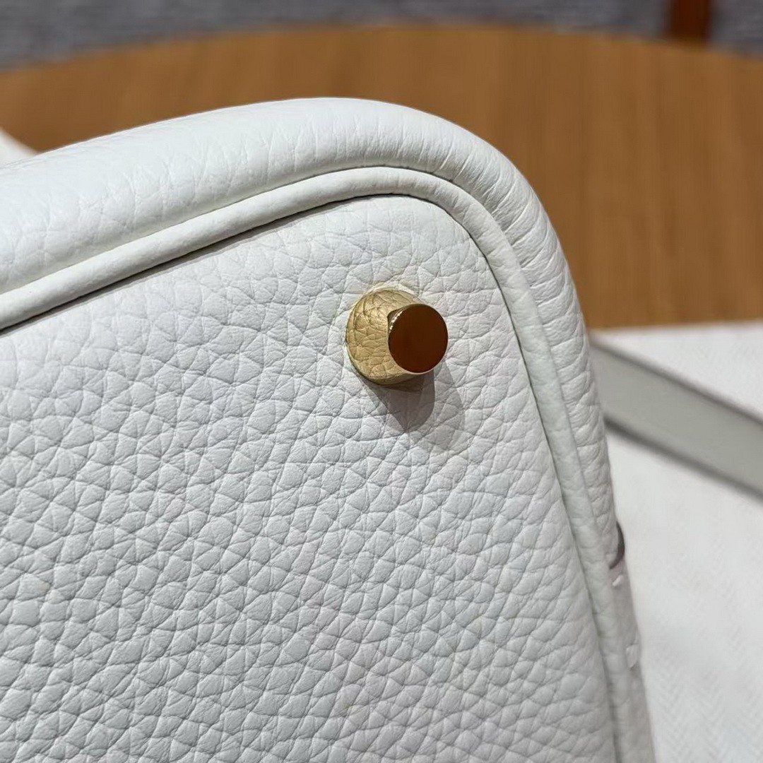 Hermes Picotin Lock 18 CM Bag Handmade In Taurillon Clemence Leather Gold Hardware 0T Mushroom - Image 15