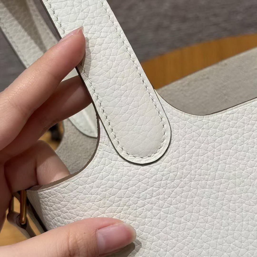 Hermes Picotin Lock 18 CM Bag Handmade In Taurillon Clemence Leather Gold Hardware 0T Mushroom - Image 12