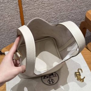 Hermes Picotin Lock 18 CM Bag Handmade In Taurillon Clemence Leather Gold Hardware 10 Craie - Image 11