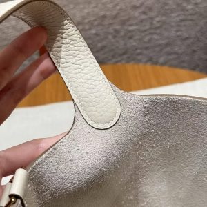 Hermes Picotin Lock 18 CM Bag Handmade In Taurillon Clemence Leather Gold Hardware 10 Craie - Image 7