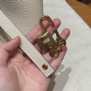 Hermes Picotin Lock 18 CM Bag Handmade In Taurillon Clemence Leather Gold Hardware 10 Craie - Image 3