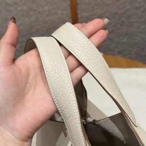 Hermes Picotin Lock 18 CM Bag Handmade In Taurillon Clemence Leather Silver Hardware 10 Craie - Image 6