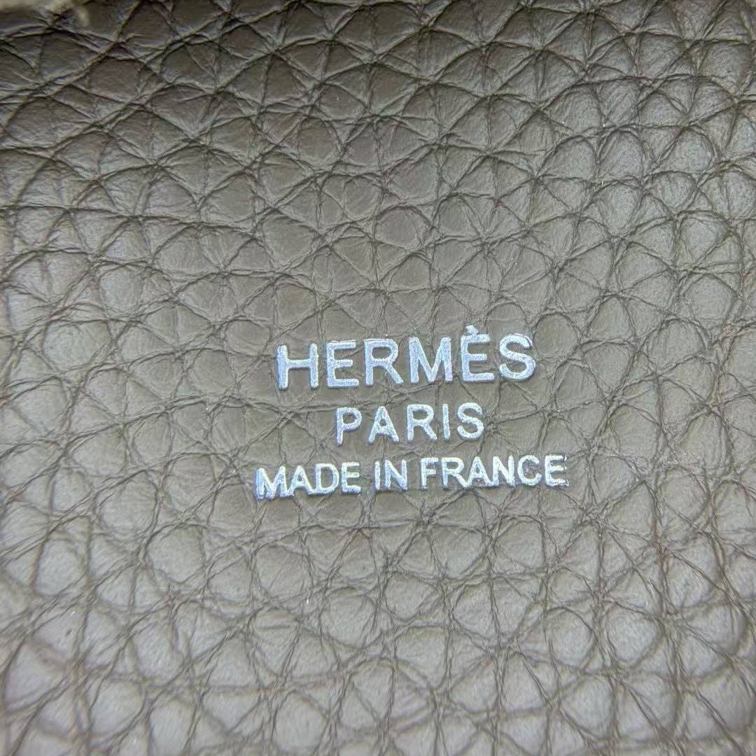 Hermes Picotin Lock 18 CM Bag Handmade In Taurillon Clemence Leather Silver Hardware 18 Etoupe - Image 4