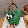 Hermes Picotin Lock 18 CM Bag Handmade In Taurillon Clemence Leather Silver Hardware 1k Bambou