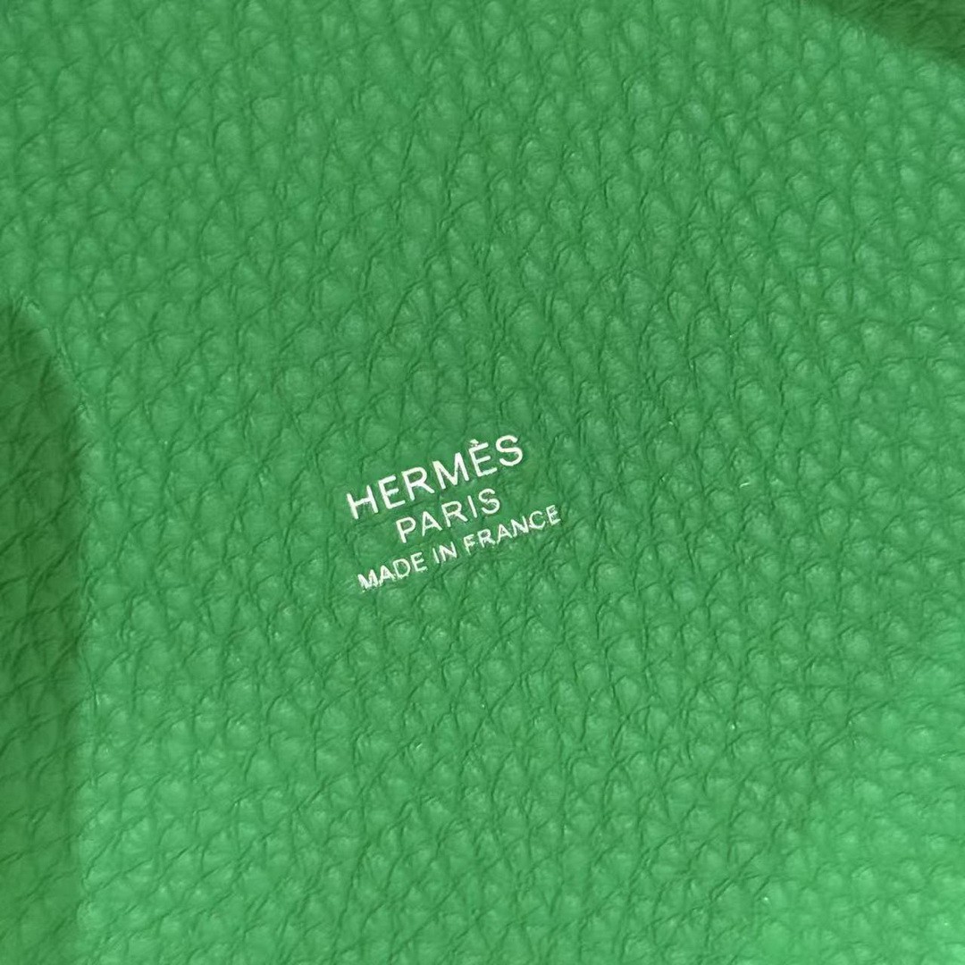 Hermes Picotin Lock 18 CM Bag Handmade In Taurillon Clemence Leather Silver Hardware 1k Bambou - Image 11