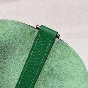 Hermes Picotin Lock 18 CM Bag Handmade In Taurillon Clemence Leather Silver Hardware 1k Bambou - Image 9