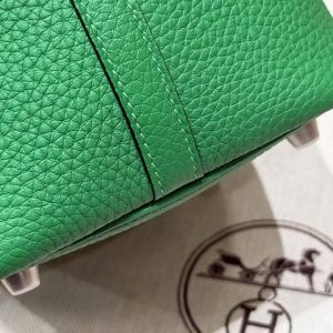 Hermes Picotin Lock 18 CM Bag Handmade In Taurillon Clemence Leather Silver Hardware 1k Bambou - Image 5