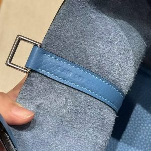 Hermes Picotin Lock 18 CM Bag Handmade In Taurillon Clemence Leather Silver Hardware 2T Blue Paradis - Image 16