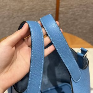 Hermes Picotin Lock 18 CM Bag Handmade In Taurillon Clemence Leather Silver Hardware 2T Blue Paradis - Image 15