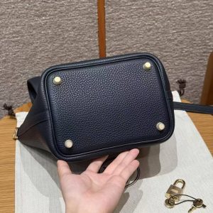 Hermes Picotin Lock 18 CM Bag Handmade In Taurillon Clemence Leather Gold Hardware 2z Blue Nuit - Image 11