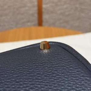 Hermes Picotin Lock 18 CM Bag Handmade In Taurillon Clemence Leather Gold Hardware 2z Blue Nuit - Image 3