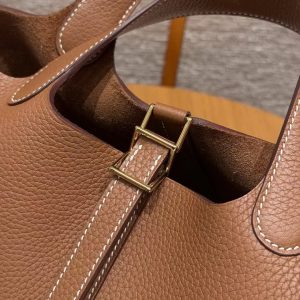 Hermes Picotin Lock 18 CM Bag Handmade In Taurillon Clemence Leather Gold Hardware 37 Gold - Image 9