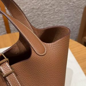 Hermes Picotin Lock 18 CM Bag Handmade In Taurillon Clemence Leather Gold Hardware 37 Gold - Image 8