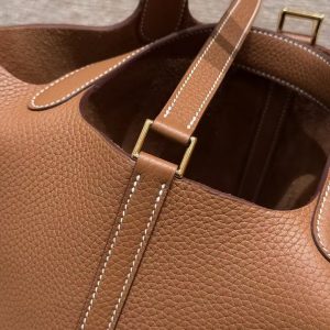Hermes Picotin Lock 18 CM Bag Handmade In Taurillon Clemence Leather Gold Hardware 37 Gold - Image 6