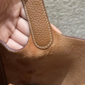 Hermes Picotin Lock 18 CM Bag Handmade In Taurillon Clemence Leather Silver Hardware 37 Gold - Image 4