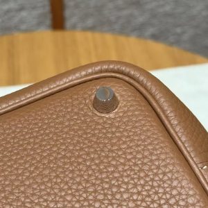 Hermes Picotin Lock 18 CM Bag Handmade In Taurillon Clemence Leather Silver Hardware 37 Gold - Image 3