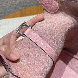 Hermes Picotin Lock 18 CM Bag Handmade In Taurillon Clemence Leather Silver Hardware 3Q Rose Sakura - Image 14