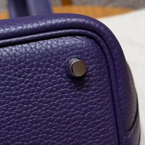 Hermes Picotin Lock 18 CM Bag Handmade In Taurillon Clemence Leather Silver Hardware 3W Prunoir - Image 4