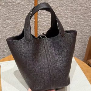 Hermes Picotin Lock 18 CM Bag Handmade In Taurillon Clemence Leather Silver Hardware 46 Ebene - Image 2