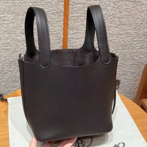 Hermes Picotin Lock 18 CM Bag Handmade In Taurillon Clemence Leather Silver Hardware 46 Ebene - Image 17
