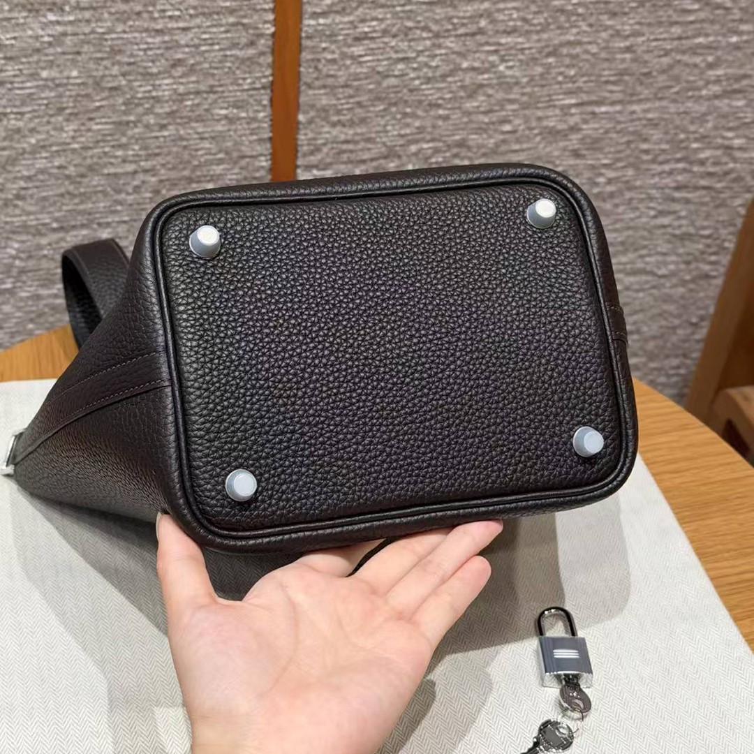 Hermes Picotin Lock 18 CM Bag Handmade In Taurillon Clemence Leather Silver Hardware 46 Ebene - Image 13