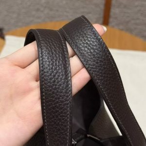 Hermes Picotin Lock 18 CM Bag Handmade In Taurillon Clemence Leather Silver Hardware 46 Ebene - Image 12