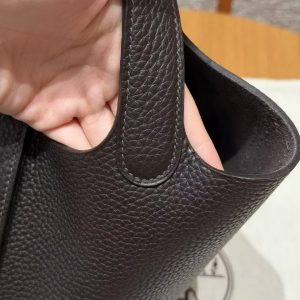 Hermes Picotin Lock 18 CM Bag Handmade In Taurillon Clemence Leather Silver Hardware 46 Ebene - Image 6
