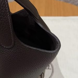Hermes Picotin Lock 18 CM Bag Handmade In Taurillon Clemence Leather Silver Hardware 46 Ebene - Image 5