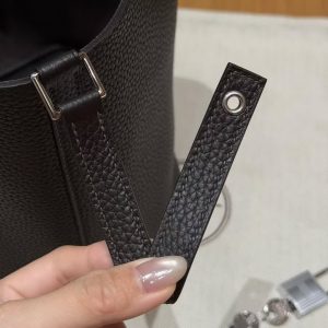 Hermes Picotin Lock 18 CM Bag Handmade In Taurillon Clemence Leather Silver Hardware 46 Ebene - Image 3