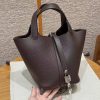 Hermes Picotin Lock 18 CM Bag Handmade In Taurillon Clemence Leather Silver Hardware 47 Chocolate