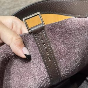 Hermes Picotin Lock 18 CM Bag Handmade In Taurillon Clemence Leather Silver Hardware 47 Chocolate - Image 10