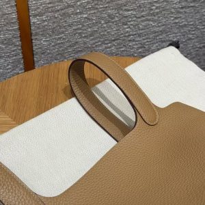 Hermes Picotin Lock 18 CM Bag Handmade In Taurillon Clemence Leather Gold Hardware 4B Biscuit - Image 7