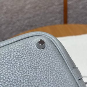 Hermes Picotin Lock 18 CM Bag Handmade In Taurillon Clemence Leather Silver Hardware 4Z Gris Mouette - Image 5