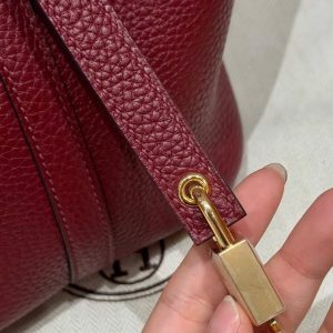Hermes Picotin Lock 18 CM Bag Handmade In Taurillon Clemence Leather Gold Hardware 55 Rouge H - Image 6