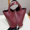 Hermes Picotin Lock 18 CM Bag Handmade In Taurillon Clemence Leather Silver Hardware 55 Rouge H