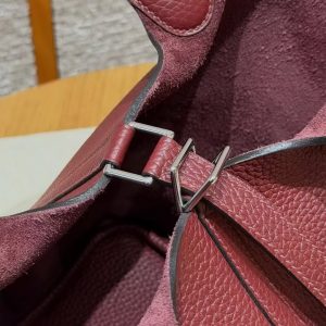 Hermes Picotin Lock 18 CM Bag Handmade In Taurillon Clemence Leather Silver Hardware 55 Rouge H - Image 14