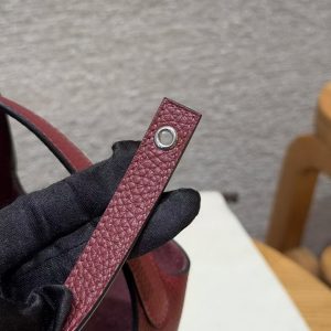 Hermes Picotin Lock 18 CM Bag Handmade In Taurillon Clemence Leather Silver Hardware 55 Rouge H - Image 7