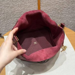 Hermes Picotin Lock 18 CM Bag Handmade In Taurillon Clemence Leather Gold Hardware 57 Bordeaux - Image 9