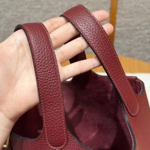 Hermes Picotin Lock 18 CM Bag Handmade In Taurillon Clemence Leather Gold Hardware 57 Bordeaux - Image 8