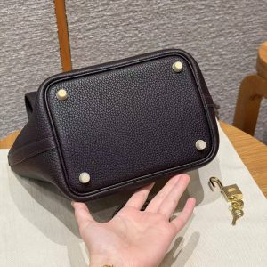 Hermes Picotin Lock 18 CM Bag Handmade In Taurillon Clemence Leather Gold Hardware 59 Raisin - Image 17