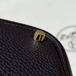 Hermes Picotin Lock 18 CM Bag Handmade In Taurillon Clemence Leather Gold Hardware 59 Raisin - Image 11