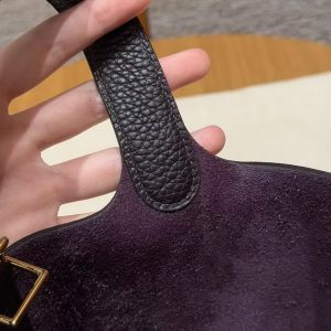 Hermes Picotin Lock 18 CM Bag Handmade In Taurillon Clemence Leather Gold Hardware 59 Raisin - Image 10