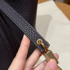 Hermes Picotin Lock 18 CM Bag Handmade In Taurillon Clemence Leather Gold Hardware 59 Raisin - Image 7