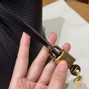 Hermes Picotin Lock 18 CM Bag Handmade In Taurillon Clemence Leather Gold Hardware 59 Raisin - Image 5